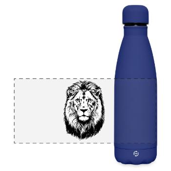 Portrait Lion Roi de la Savane - Gourde isotherme panoramique mate 500 ml - bleu foncé  - Devant