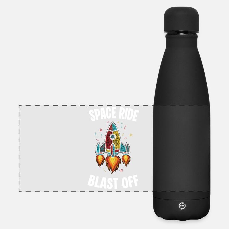 Space Rocket Retro Kritzelei-Explosion - Matte Panorama Isolierflasche 500 ml - Schwarz