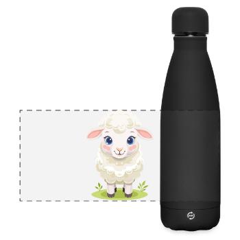 Kuschellamm auf grüner Weide - Matte Panorama Isolierflasche 500 ml - Schwarz - Vorne