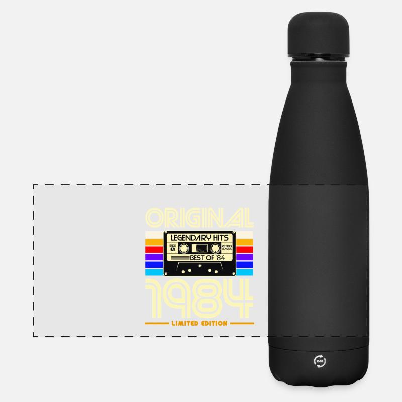 Originale Retro-Kassette von 1984 - Matte Panorama Isolierflasche 500 ml - Schwarz