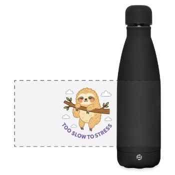 Cute Sloth Too Slow to Stress - Matte Panoramic Thermal Bottle 500 ml - black - Front