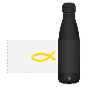 poisson Jésus jaune poisson Ichthys poisson - Gourde isotherme panoramique mate 500 ml - noir - Devant