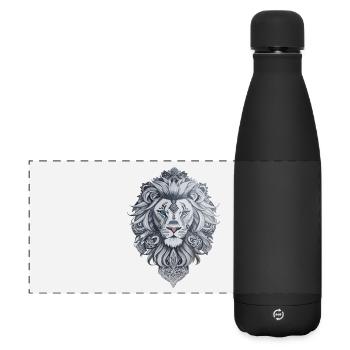 Maori-Tattoo im Löwenkopf-Stil - Matte Panorama Isolierflasche 500 ml - Schwarz - Vorne