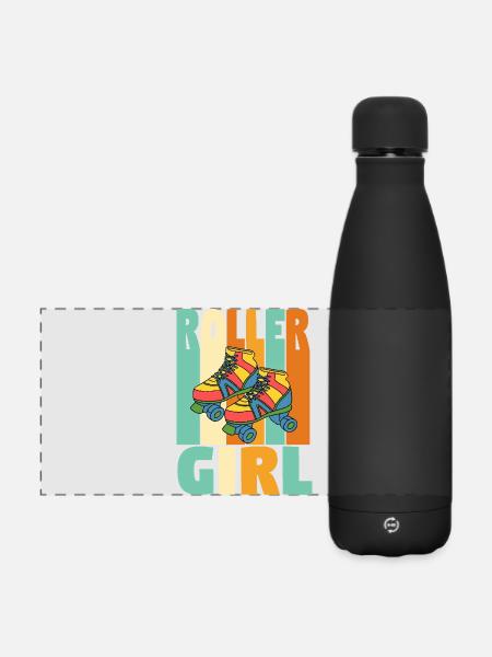 Fille à roulettes rétro - Gourde isotherme panoramique mate 500 ml - noir