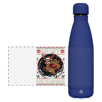 Weihnachten Rentier Rudolph - Weihnachten - Matte Panorama Isolierflasche 500 ml - Dunkelblau  - Vorne