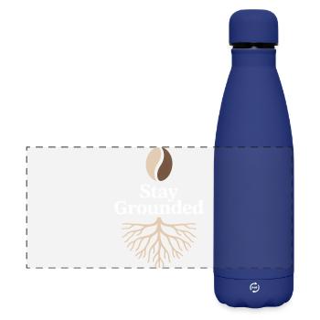Stay Grounded Kaffeebohne Mit Wurzeln Achtsamkeit - Matte Panorama Isolierflasche 500 ml - Dunkelblau  - Vorne