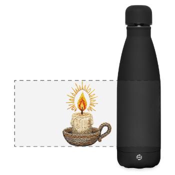 Bestickte Kerze – atmosphärisches Licht (bedruckt) - Matte Panorama Isolierflasche 500 ml - Schwarz - Vorne