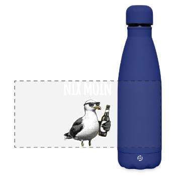 Drôle de dicton : bière mouette du nord de l’Allemagne - Gourde isotherme panoramique mate 500 ml - bleu foncé  - Devant