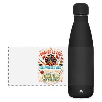 Pompier cadeau homme sapeur-pompier feu héros - Gourde isotherme panoramique mate 500 ml - noir - Devant