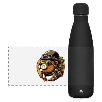 Biber Steampunk Retro - Matte Panorama Isolierflasche 500 ml - Schwarz - Vorne