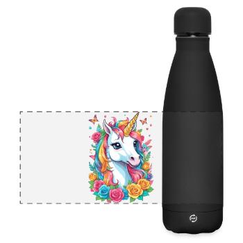 Cute Unicorn - Matte Panoramic Thermal Bottle 500 ml - black - Front