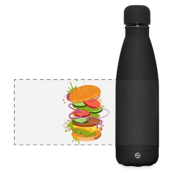 Burger graffiti coloré dans le look de la cuisine de rue - Gourde isotherme panoramique mate 500 ml - noir - Devant