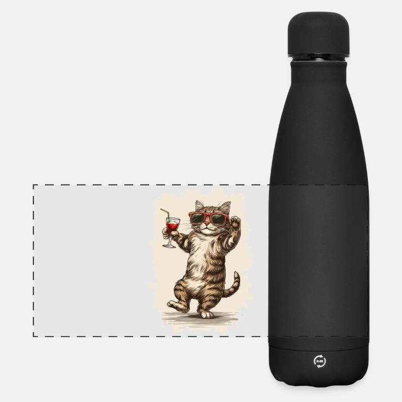 Chat de fête :) - Gourde isotherme panoramique mate 500 ml - noir