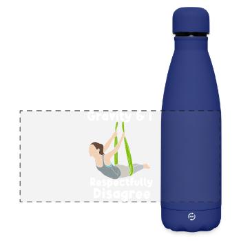 Funny Aerial Yoga Gravity Disagree Art Tee - Matte Panoramic Thermal Bottle 500 ml - dark blue  - Front