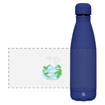 Sauver la Terre Les Pandas vivent ici - Gourde isotherme panoramique mate 500 ml - bleu foncé  - Devant