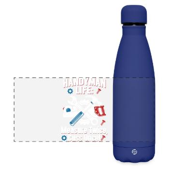 Handwerkerleben: Maß zwei Mal - Matte Panorama Isolierflasche 500 ml - Dunkelblau  - Vorne
