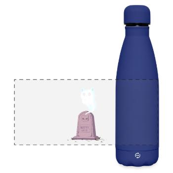Geisterkätzchen am Grabstein - Matte Panorama Isolierflasche 500 ml - Dunkelblau  - Vorne