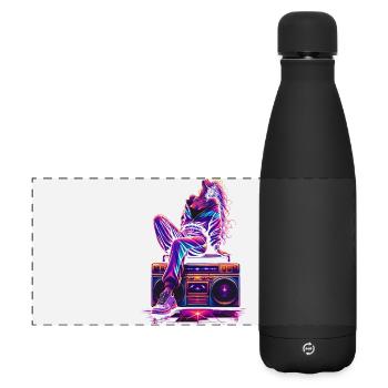 lässige Frau auf der Boombox im 80er Stil - Matte Panorama Isolierflasche 500 ml - Schwarz - Vorne