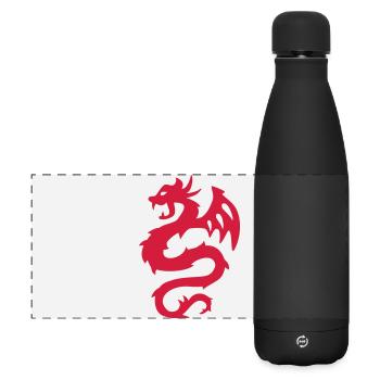 Feuerdrache Silhouette Print - Matte Panorama Isolierflasche 500 ml - Schwarz - Vorne