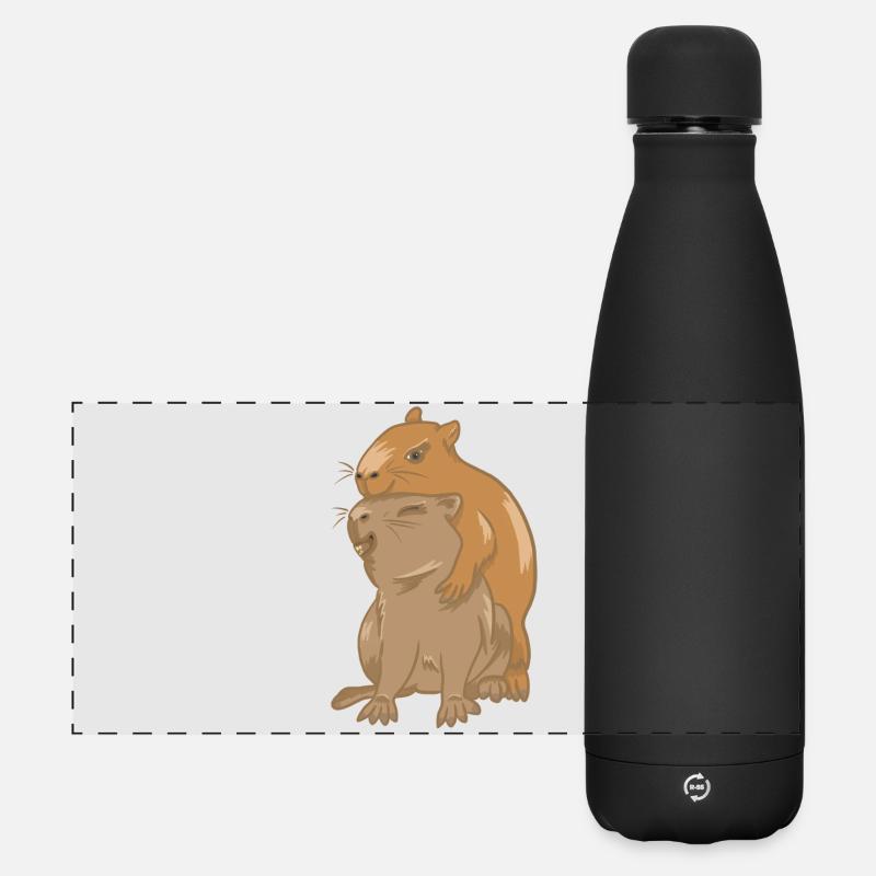 Hug of capybara babies - Matte Panoramic Thermal Bottle 500 ml - black