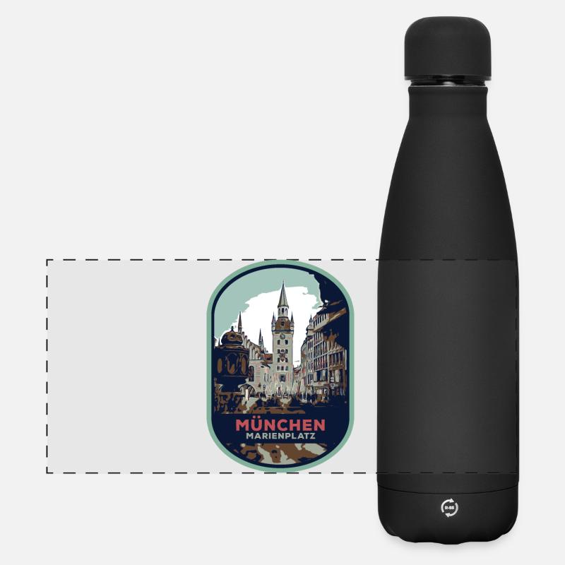 Munich's Old Town: Charm of Marienplatz - Matte Panoramic Thermal Bottle 500 ml - black