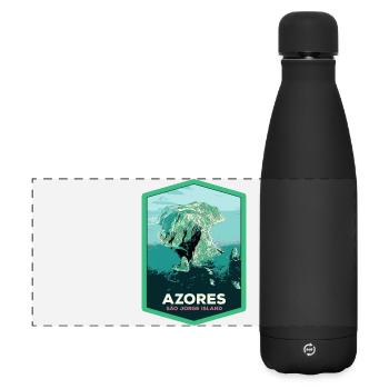 Illustration São Jorge Island seen from the sky, Azores - Matte Panoramic Thermal Bottle 500 ml - black - Front