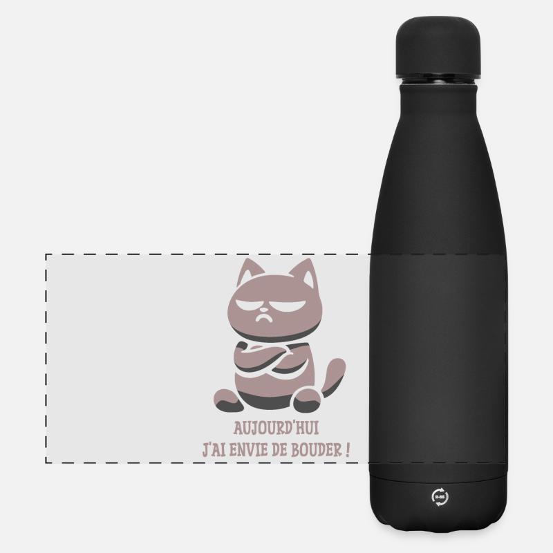 Sulky cat, I want to sulk today - Matte Panoramic Thermal Bottle 500 ml - black