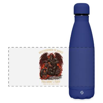 Biker Skelett, Motorrad und Flammen - Halloween - Matte Panorama Isolierflasche 500 ml - Dunkelblau  - Vorne