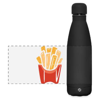 French Fries Illustration – Funny Fast Food Design - Matte Panoramic Thermal Bottle 500 ml - black - Front