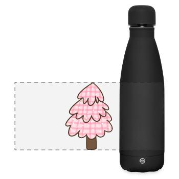 Rosa Weihnachtsbaum – Süßes Karo Weihnachten  - Matte Panorama Isolierflasche 500 ml - Schwarz - Vorne