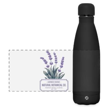Lavender Essence – Botanisches Vintage Label - Matte Panorama Isolierflasche 500 ml - Schwarz - Vorne