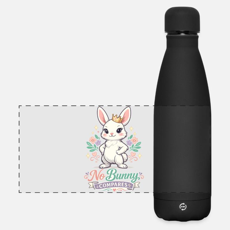 Cute Easter bunny with colorful egg and lettering - Matte Panoramic Thermal Bottle 500 ml - black