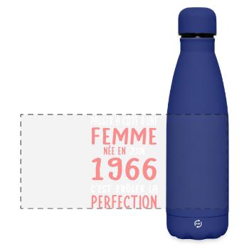 Anniversaire 60 ans - Née en Juin 1966 - Gourde isotherme panoramique mate 500 ml - bleu foncé  - Devant