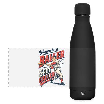 Baseball Baller: Retro Sports Style - Matte Panoramic Thermal Bottle 500 ml - black - Front