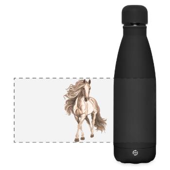 Motif cheval - Gourde isotherme panoramique mate 500 ml - noir - Devant