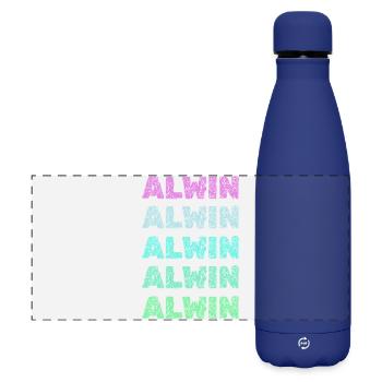 Alwin als Alwin - Matte Panorama Isolierflasche 500 ml - Dunkelblau  - Vorne
