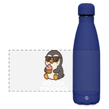 Fight school stress penguin design - Matte Panoramic Thermal Bottle 500 ml - dark blue  - Front
