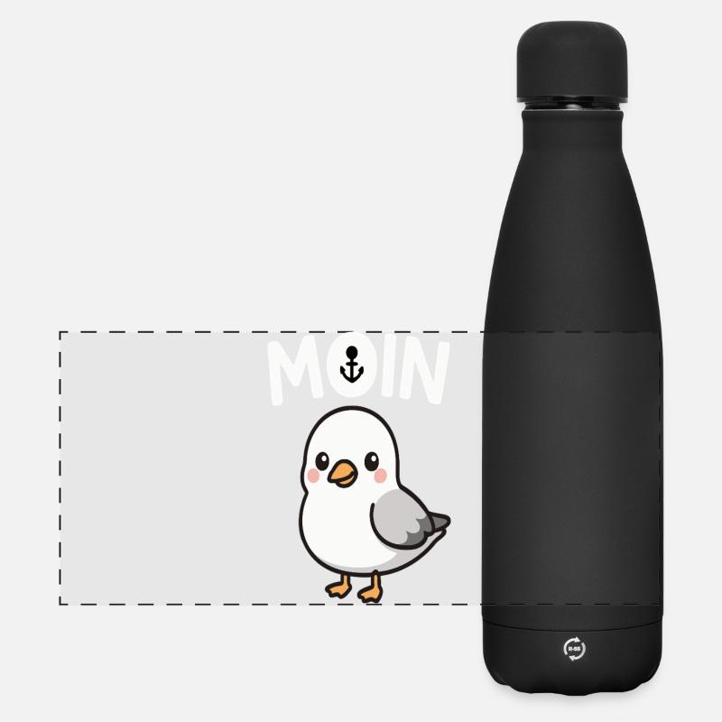 Cute seagull with anchor details - Matte Panoramic Thermal Bottle 500 ml - black