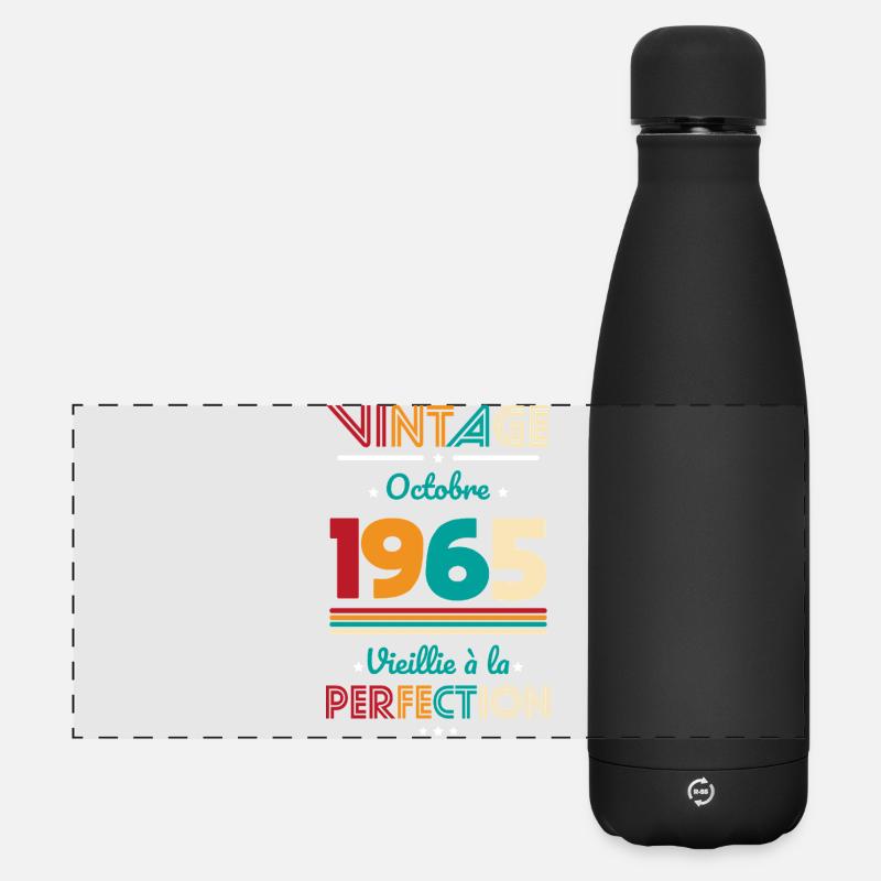 60th Birthday - Vintage - October 1965 - Matte Panoramic Thermal Bottle 500 ml - black