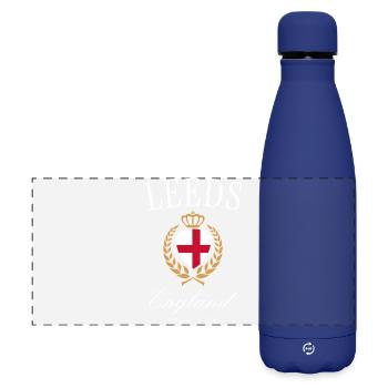 Leeds England Wappen Krone – Reise Souvenir - Matte Panorama Isolierflasche 500 ml - Dunkelblau  - Vorne