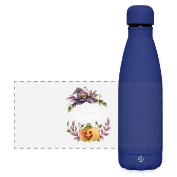 Citrouille Sorcière Florale - Gourde isotherme panoramique mate 500 ml - bleu foncé  - Devant