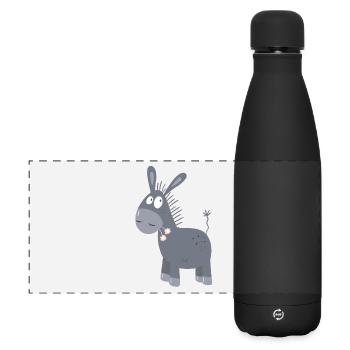 Kleiner Esel Mit Blümchen I Muli Maultier Comic - Matte Panorama Isolierflasche 500 ml - Schwarz - Vorne