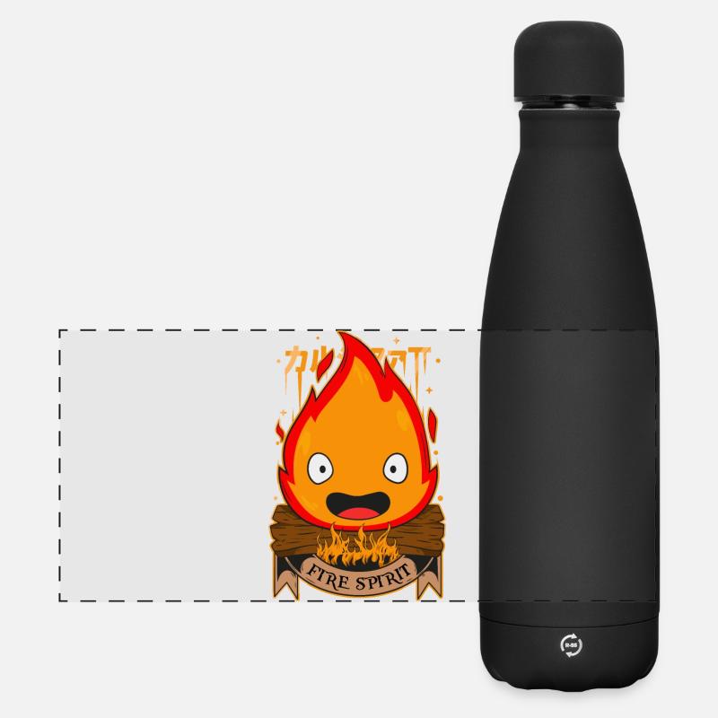 Geist des Feuers - Matte Panorama Isolierflasche 500 ml - Schwarz