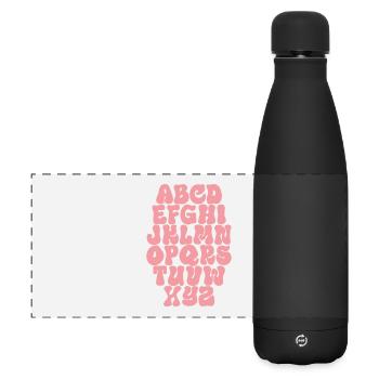 Buchstaben ABC Alphabet - Matte Panorama Isolierflasche 500 ml - Schwarz - Vorne