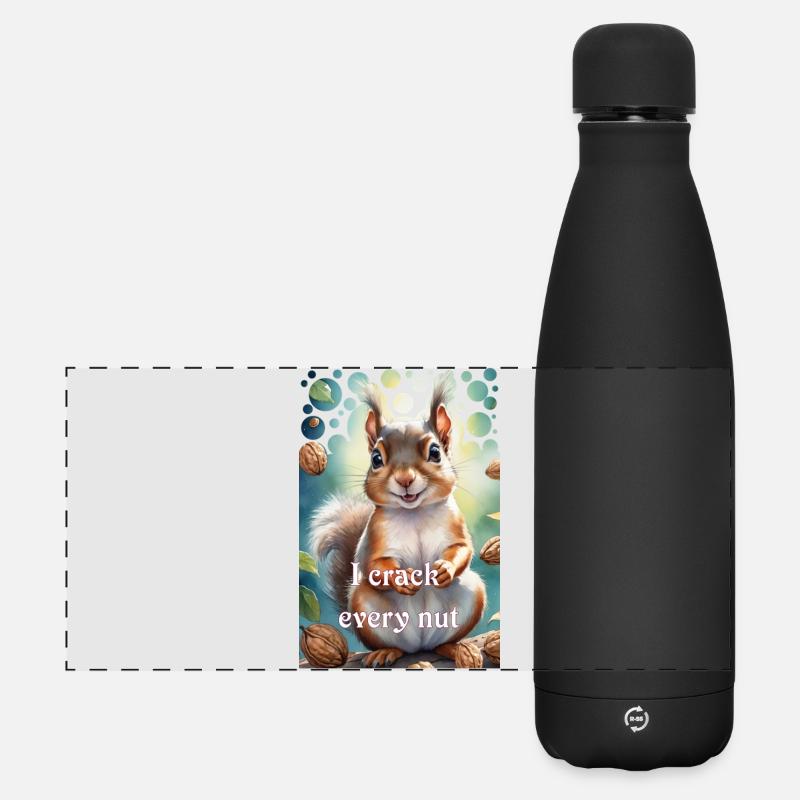 Clever squirrel I crack every nut - Matte Panoramic Thermal Bottle 500 ml - black