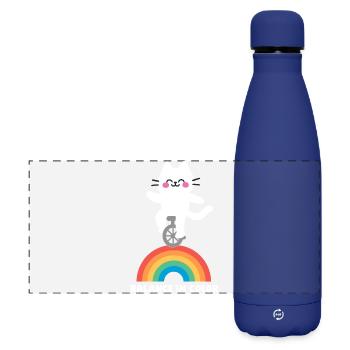 Cat Balances Rainbow - Matte Panoramic Thermal Bottle 500 ml - dark blue  - Front