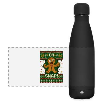 Oh Snap Lebkuchenmann Ugly Christmas - Matte Panorama Isolierflasche 500 ml - Schwarz - Vorne