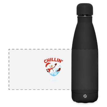 Chillin’ Snowman Cocktail Winter Design - Matte Panorama Isolierflasche 500 ml - Schwarz - Vorne