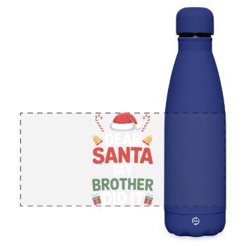 Dear Santa My Brother Did It - Matte Panoramic Thermal Bottle 500 ml - dark blue  - Front