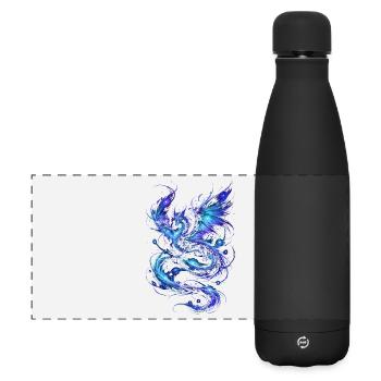 Blauer Sternenfeuerdrache - Matte Panorama Isolierflasche 500 ml - Schwarz - Vorne